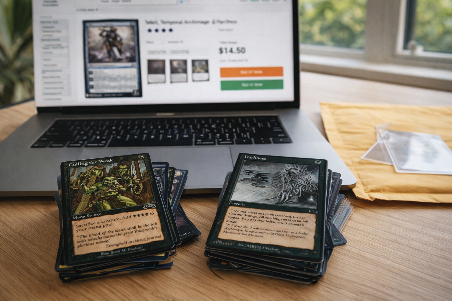 Common cards ready to be listed for sale on eBay, showing the opportunity for MTG sellers