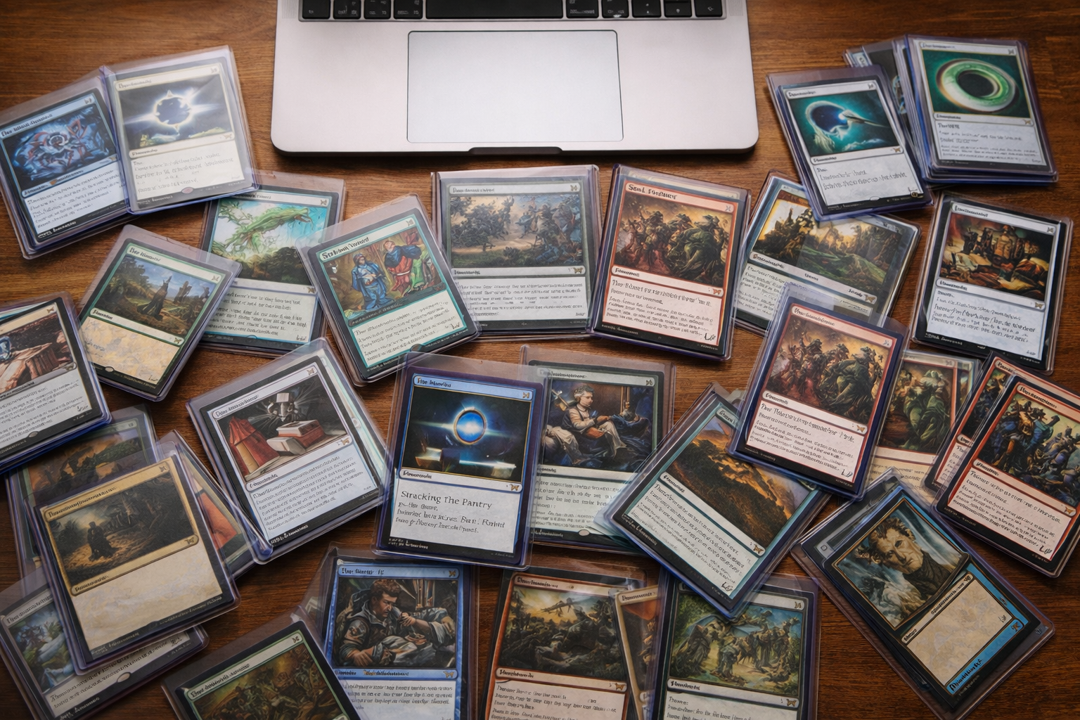 MTG singles sorted and sleeved ready to list on eBay after opening a booster box