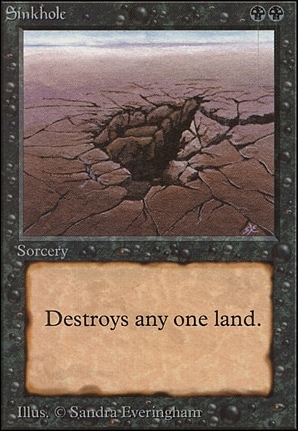 Sinkhole from Alpha, a two-mana land destruction common worth up to $180