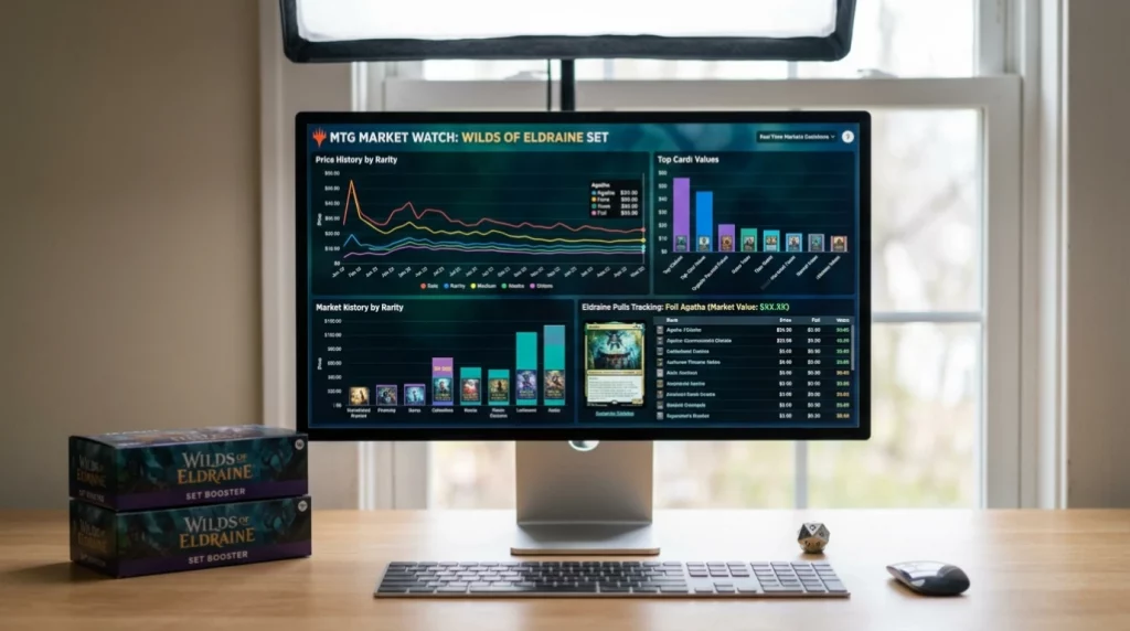 MTG expected value calculator tool displaying EV charts for sealed trading card products